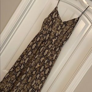 Snake skin ankle length dress buttons down front